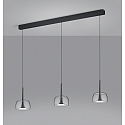 Helestra Luminaire � suspension FLUTE 3 flammes IP20, satin�, chrome noir gradable