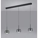 Helestra Luminaire � suspension FLUTE 3 flammes IP20, satin�, chrome noir gradable