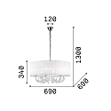 Luminaire à suspension SWAN SP6 6 flammes E14 IP20, blanche 