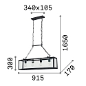 Ideal Lux Luminaire à suspension IGOR SP4 4 flammes E27 IP20, noir  