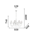 Ideal Lux Chandelier BLANCHE SP8, 8 flames, E14, black