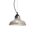 Pendant luminaire BISTR� SP1 PLATE, � 28cm, E27, smoked glass / black