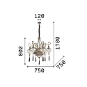 Ideal Lux Lustre HAREM SP9 9 flammes E27 IP20, laiton antique