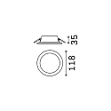 LED recessed area light GROOVE ROUND, IP20, � 11.8cm, 10W 3000K 890lm 110�, white
