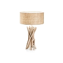 Lampe de table DRIFTWOOD à 1 flamme, avec abat-jour E27 IP20, toile, bois