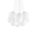 Pendant luminaire MAPA PLUS, 11 flame, � 58cm, E14, metal / white etched glass