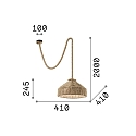 Ideal Lux Pendant luminaire CANAPA, Ø 41cm / H 200cm, E27, black metal, with natural hemp rope