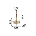 Ideal Lux Lustre STRAUSS 6 flammes E14 IP20, ambre, or rose, transparent