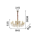 Ideal Lux Lustre STRAUSS 12 flammes E14 IP20, ambre, or rose, transparent