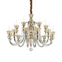 Lustre STRAUSS 18 flammes E14 IP20, ambre, or rose, transparent