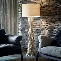 Ideal Lux Lampadaire DRIFTWOOD à 1 flamme, avec abat-jour E27 IP20, toile, bois
