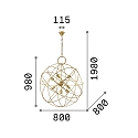 Ideal Lux Luminaire à suspension KONSE 7 flammes E27 IP20, or, satiné
