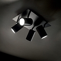 Ideal Lux Applique et plafonnier SPOT 4 flammes, pivotant, rotatif GU10 IP20, noir mat