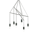 Pendant luminaire POP, 6 flames, Ø 54cm, E27, adjustable height, black