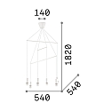 Pendant luminaire POP, 6 flames, Ø 54cm, E27, adjustable height