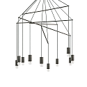 Pendant luminaire POP, 10 flames, Ø 90cm, E27, adjustable height, black