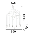 Pendant luminaire POP, 10 flames, Ø 90cm, E27, adjustable height
