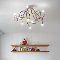 Ideal Lux Ceiling luminaire MULTIFLEX, 8 flames, E14, with flexible arms, multicolor