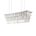 Pendant luminaire MARTINEZ, 8 flames, lenght 103cm, E14, chrome / chrystal glass