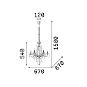 Ideal Lux Lustre AMADEUS 6 flammes E14 IP20, chrome, transparent