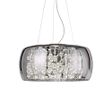Pendant luminaire AUDI-80, 8 flames, � 50cm, incl. 8X G9 28W 2700K, smoked glass / chrome / glass balls