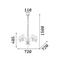Ideal Lux Luminaire � suspension PEGASO 5 flammes E14 IP20, laiton bross�, organza
