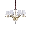 Pendant luminaire PEGASO, 8 flames, � 76cm, E14, chrystal, brushed brass / organza