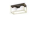 Luminaire de plafond LINGOTTO PL2 à 2 flammes E14 IP20, noir mat, laiton satiné gradable