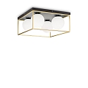 Luminaire de plafond LINGOTTO PL4 4 flammes E14 IP20, noir mat, laiton satiné gradable