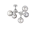 Ceiling luminaire NODI, 5 flames, E14, connector rotatable, chrome / transparent glass
