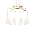 Luminaire à suspension KAROUSEL 10 flammes G9 IP20, laiton brossé, blanc opale