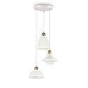 Pendant luminaire LUGANO, 3 flames, � 35cm, E27, burnished metal / white