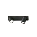 Applique et plafonnier RUDY � 2 flammes, pivotant, rotatif GU10 IP20, noir , rev�tement en poudre