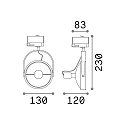 3-phase Track spot GLIM TRACK, � 13cm, incl. GU10 QPAR111 13W 3000K