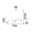 Pendant-/Ceiling luminaire DYNAMITE SP4, incl. 4x GU10 7W 3000K, adjustable