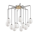 Luminaire à suspension RHAPSODY 12 flammes G9 IP20, laiton brossé, blanc opale, noir 