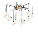 Luminaire à suspension RHAPSODY 6 flammes G9 IP20, laiton brossé, blanc opale, noir 