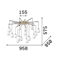 Ideal Lux Luminaire à suspension RHAPSODY 6 flammes G9 IP20, laiton brossé, blanc opale, noir 