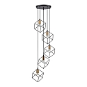 Luminaire à suspension ICE 5 flammes E27 IP20, noir , laiton satiné
