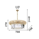 Ideal Lux Luminaire à suspension NABUCCO 18 flammes E14 IP20, or, transparent, allié