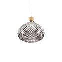 Luminaire � suspension BERGEN 3 E27 IP20, bois, couvert de poudre, couleurs fum�e, noir 