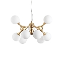 Luminaire � suspension NODI 9 flammes E14 IP20, laiton bross�, blanche