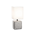 Table luminaire KALÌ-1, square, E14, cable with switch, ceramics, grey / white