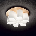 Ideal Lux Ceiling luminaire DAISY, 6 flames, Ø 60cm, E27, gold leaf finish / white etched relief glass