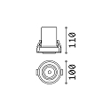 Recessed LED spot NOVA, IP20, 12W 3000K 1000lm 38�, adjustable, white
