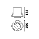 Recessed LED spot NOVA, IP20, 30W 3000K 3150lm 38�, adjustable, black