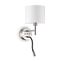 Ideal Lux wall luminaire SET UP MAP2 2 flames, with flex arm, with USB connection E27 IP20, nickel