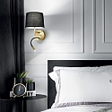 Ideal Lux wall luminaire SET UP MAP2 2 flames, with flex arm, with USB connection E27 IP20, brass