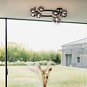 Ideal Lux ceiling luminaire PERLAGE 10 flames G9 IP20, smoky colour, black matt dimmable