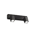 wall luminaire RUDY 2 flames GU10 IP20, black dimmable
